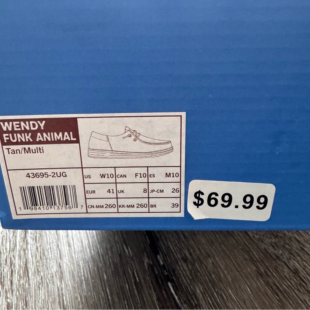 NWT Hey Dude Wendy Funk Animal Print Shoes Tan Multi Women’s 10 Wide - Picture 7 of 8